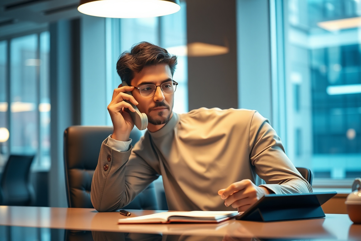 Advisor on a phone call taking notes for a client